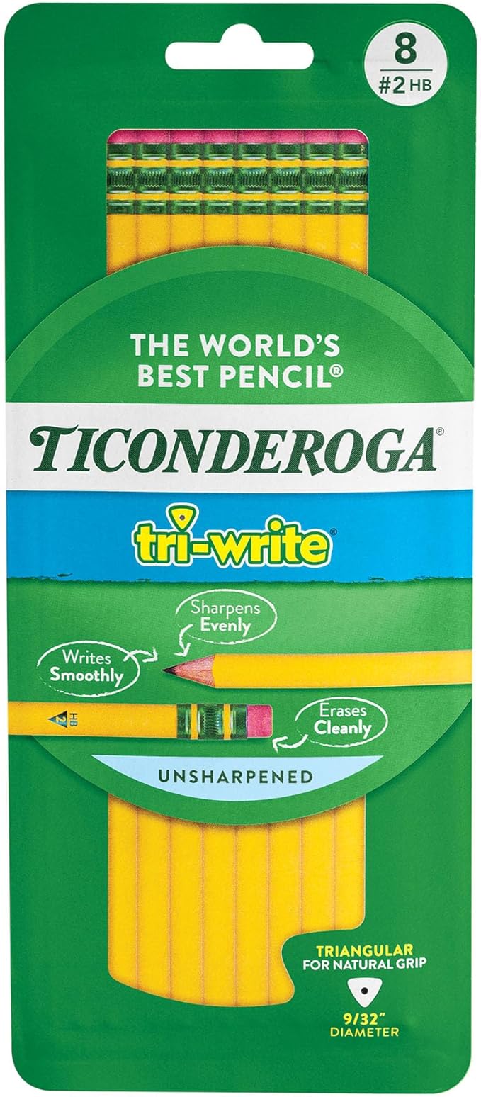 Dixon Ticonderoga Ticonderoga Wooden Pencil, 0.7mm, #2 Soft Lead, 8/Pack (13852) (X13852)