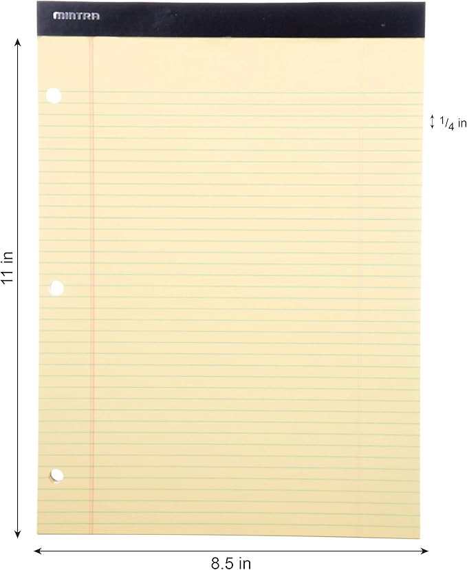 Mintra Office Legal Pads (Double Pad 3pk (Canary), 8.5in x 11in (Narrow Ruled))
