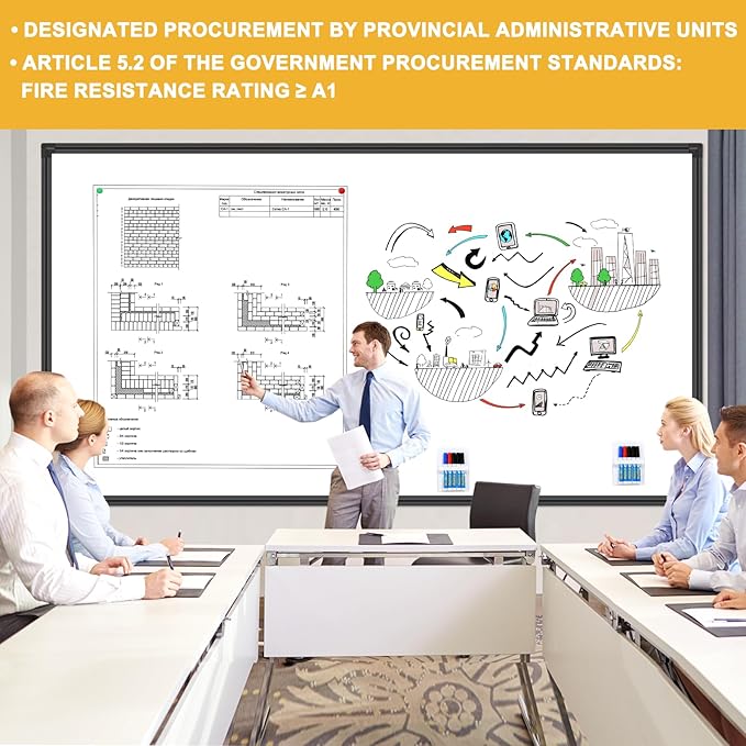 H-Qprobd 8'x4' Whiteboard Commercial-Grade Large Magnetic Dry Erase White Board for Wall - 96"x48" Presentation Boards for Business, Education & Government - Aluminum Frame Wall Mounted Whiteboard