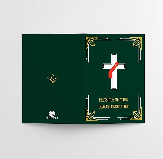 M Market On Mainstreet Christian Ordination Card w/Envelope, 5x7 inches, Made in the USA (Deacon- Forest Green)