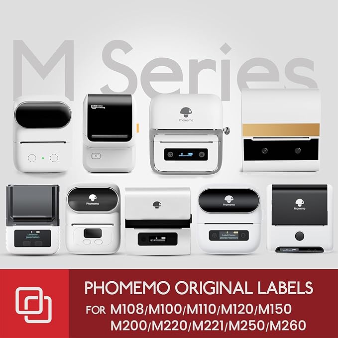 Phomemo [3*320 pcs] Original Labels for M110/M220/M221, 1.18'' x 0.79''(30 x 20mm), Square, White, 320 Labels/Roll, 3 Rolls, Multi-Purpose Self-Adhesive Thermal Labels, ALSO MADE FOR Phomemo M120/M200