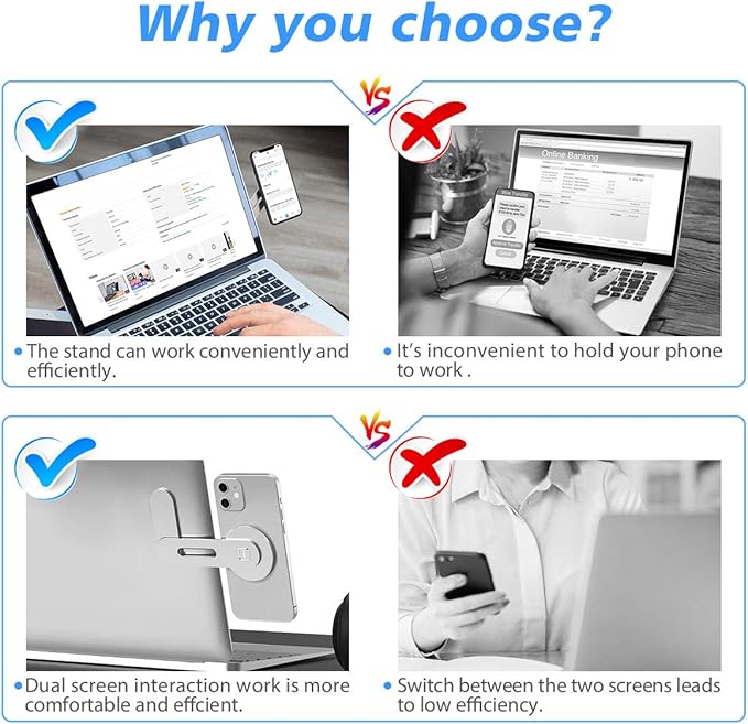 CloudValley Magnetic Phone Holder for Laptop Designed for iPhone 16/15/14/13/12 MagSafe, Adjustable Phone Monitor Side Mount, Slim Portable Foldable Computer Expansion Bracket, Silver…