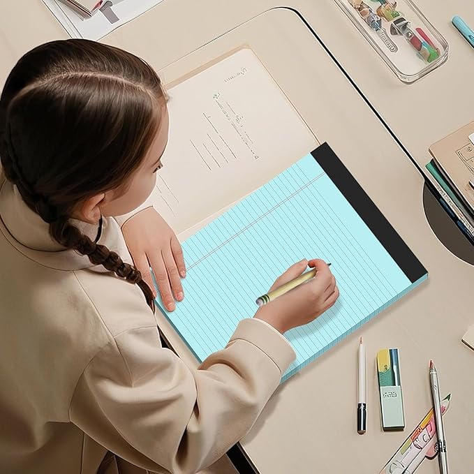 300 Sheets Blue Legal Pads 8.5 x 11 College Ruled Paper 6-Pack Note Pads Narrow Ruled 50 Sheets per Notepad Perforated Writing Pad Durable Sturdy Back 8x11 Pads of Paper