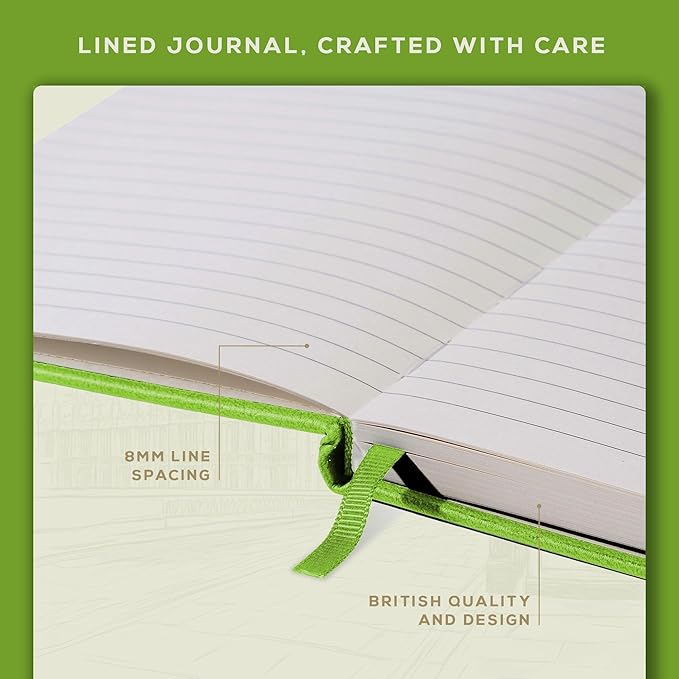 BEECHMORE BOOKS Lined Journal Notebook, 5.8 x 8.3 inch, A5 160 Lined Pages, Hardcover Leather Journals for Women, Men, Writing and Notebooks for Work - 120 GSM Thick Paper, Gifts Box Included