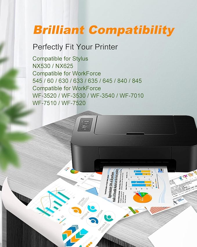 MILEKO 127XL Ink Cartridge Remanufactured Replacement for Epson 127 XL Ink Cartridges T127 Ink for Workforce 60 545 845 645WF-3540 WF-3530 WF-3520 WF-7010 WF-7510 Stylus NX530 NX625 Printer (5 Pack)