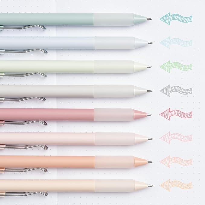 BLIEVE - Gel Pens Matte Finish, Smooth Writing, No Bleed - For Journaling, Bible Notes, Drawing - Cute School Supplies, 8 Pack (Pastel)