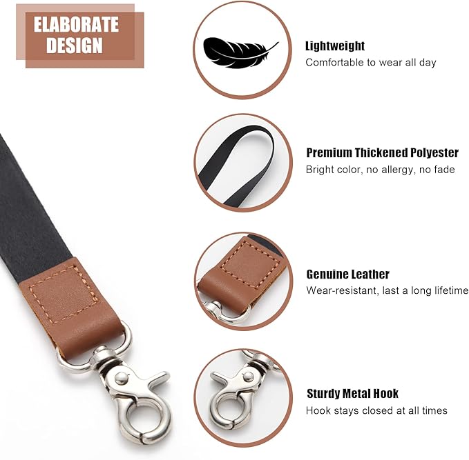 XCHIN Lanyards for Keys-2 Packs, Black Keychain Long Lanyard for Women Men, Cute Neck Lanyard for ID Badges Wallet