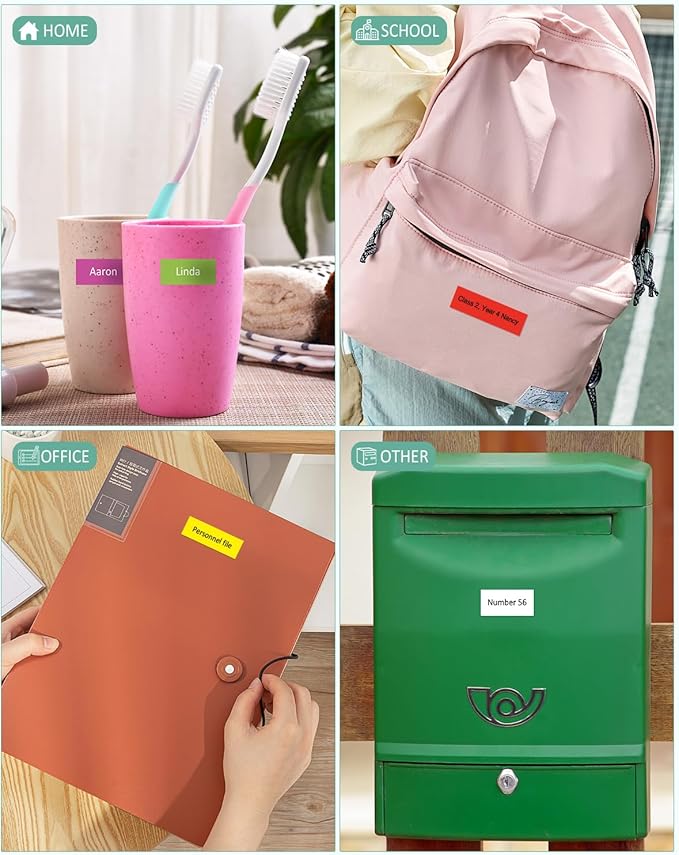 6-Pack 18mm 0.7" Laminated Tape Compatible for Brother P-Touch Label Tape 18mm 0.7 Inch Laminated Colored Tze Tz 3/4" Label for PTD400 PTD610BT PTD410 PTD600, White/Red/Yellow/Blue/Green/Pink