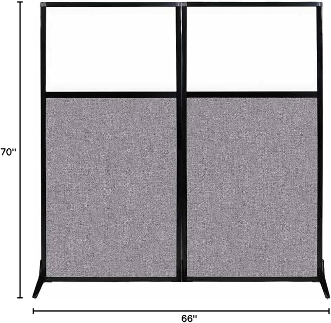 Versare Workstation Partition | Portable Wall Divider | Modern Office Cubicle | Free Standing Privacy Screen | Flexible Work Space | 66" x 70" W/Window, Cloud Gray Fabric Panels