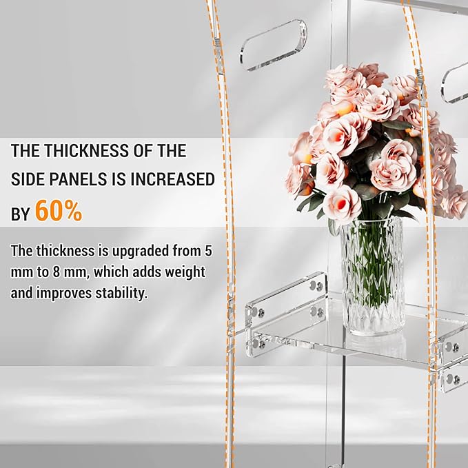 Acrylic Podium Stand，49“ Tall Portable Podium with Lockable Wheels, Clear lecterns & Podium with Storage Shelf for Classroom, Pulpit Podium for Church,Wedding,Presentation