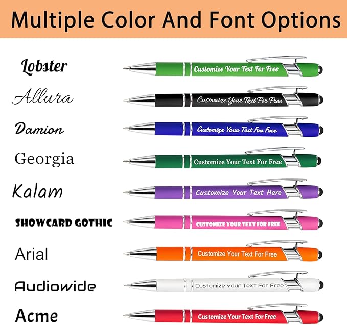 Max 500 Pcs Personalized Pens Bulk, Custom Pens with Free Engraving, Customized Stylus Tip Ballpoint Pen with Your Name Massage Text for School Office Business Graduation Anniversaries-400 Packs