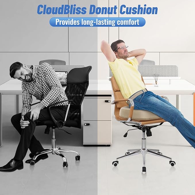 CloudBliss Donut Pillow Seat Cushion Chair Pad for Tailbone Pain Relief and Hemorrhoids, Memory Foam Seat Chair Cushion for Men and Women for Home & Office, (Khaki-XL)