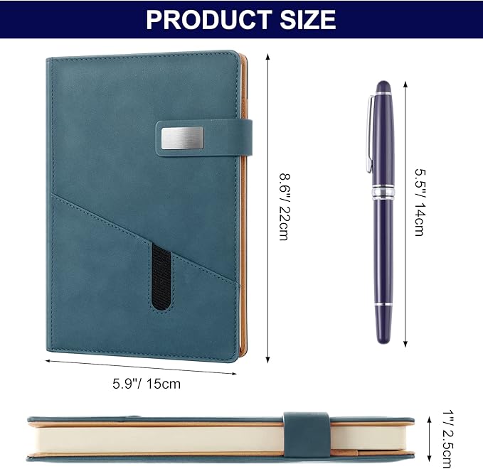 A5 Blank Journal Notebook, Refillable Hardcover Leather Sketchbook with Pocket and Magnetic Buckle, 240 Pages Thick Travel Sketchbooks for Drawing and Writing, 80gsm Unlined Journal for Men and Women