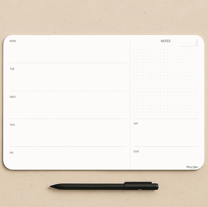 Weekly Planner Pad, Weekly To Do List Notepad, Tear Off Undated Weekly Planner Notepad, 50 Sheets, A4 Size (8,3" X 11,7"), Premium Thick Paper with Cardboard Back Support, Weekly Desk Planner by CLEVER SIGNS