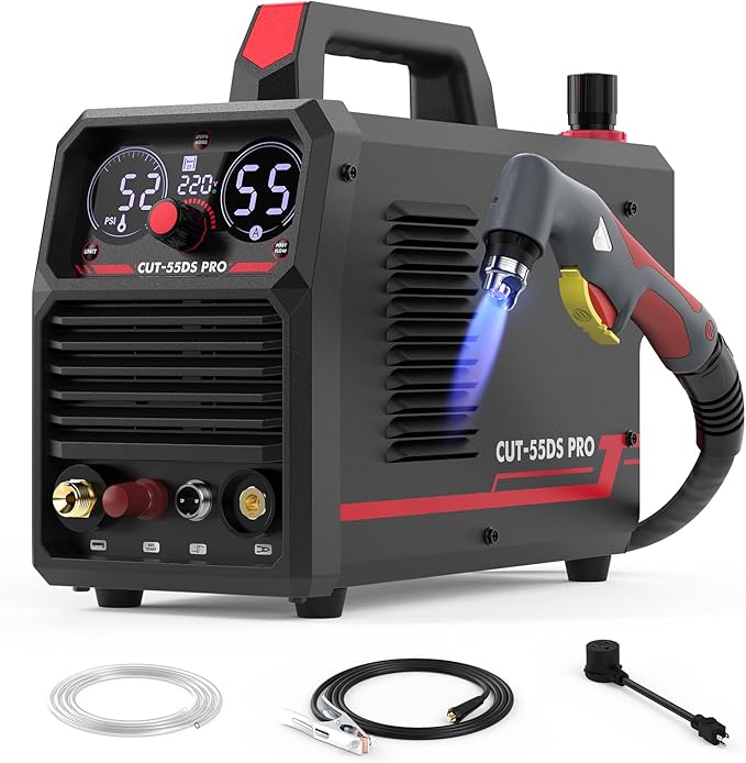 YESWELDER 55 Amp Plasma Cutter Non-High Frequency, Large LED Digital Display Non-Touch Pilot Arc, Digital DC Inverter 110/220V Dual Voltage Plasma Cutting Machine CUT-55DS PRO NEW