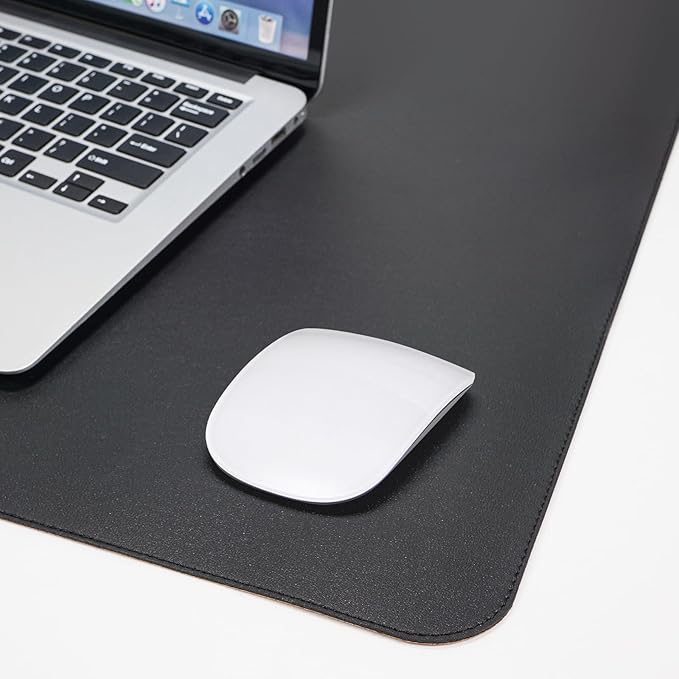 Leather Desk Pad Protector, Office Desk Mat, Large Mouse Pad,Cork Desk Mat, Laptop Desk Pad, Waterproof Desk Writing Pad for Office and Home (35in*17in, Black)