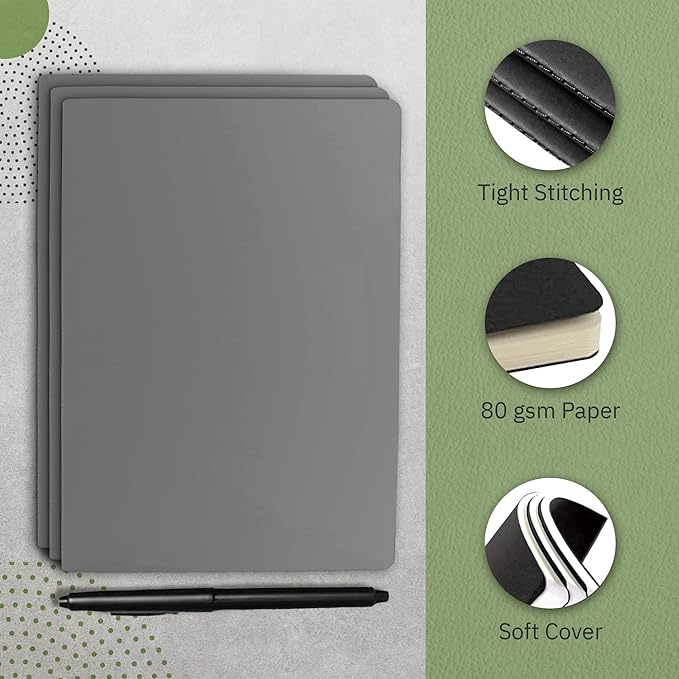 Simply Genius A5 Notebooks for Work, Travel, Business, School & More - College Ruled Notebook - Soft Cover Journal for Women & Men - Lined Note Books with 92 Pages, 5.5" x 8.3" (Gray, 30 Pack)