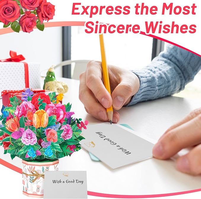 Get Well Soon Card for Friends, Popup Greeting Cards Thinking of you Gift Care Gift Card for Women Thanksgiving, Thank You, Bday Gift, All Occasions Card 8.5" x 8"