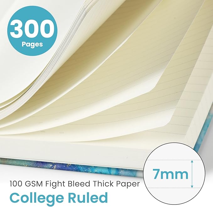 Lined Spiral Notebook Journal for Work, 300 Pages Thick B5 (7.1"x10") College Ruled Journal for Women & Writing, Hardcover Notebook for Note Taking, Perfect for Office Home School, Color Splash