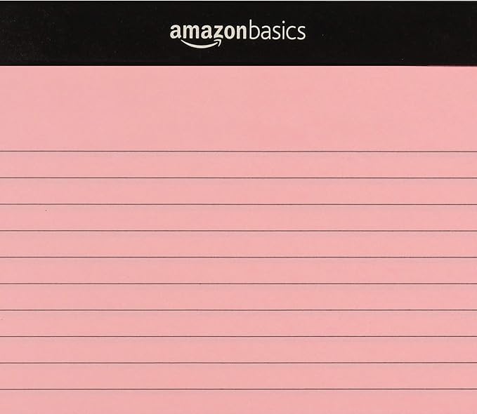 Amazon Basics Wide Ruled 8.5 x 11.75-Inch 50 Sheet Perforated Lined Writing Note Pads, Pack of 6, 300 Count, Multicolor