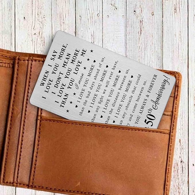 50th Happy Anniversary Card Gifts, 50th 50 Year Anniversary Romantic Wallet Card Gifts for Husband Wife