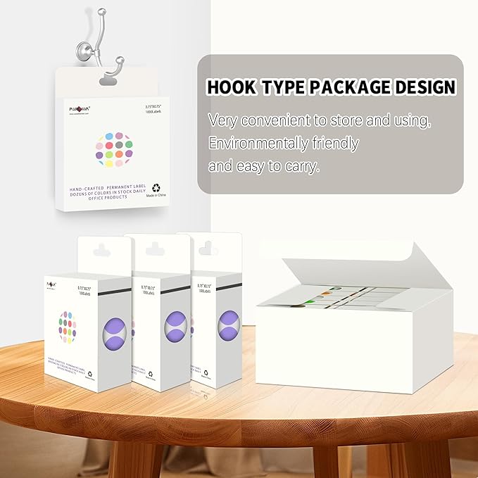 PARLAIM 3/4 Inch Dot Stickers, 10000 Pack Round Color-Code Circle Labels, Permanent Adhesive Color Coding Stickers Garage Sale Sticker - 10 Rolls Lavender