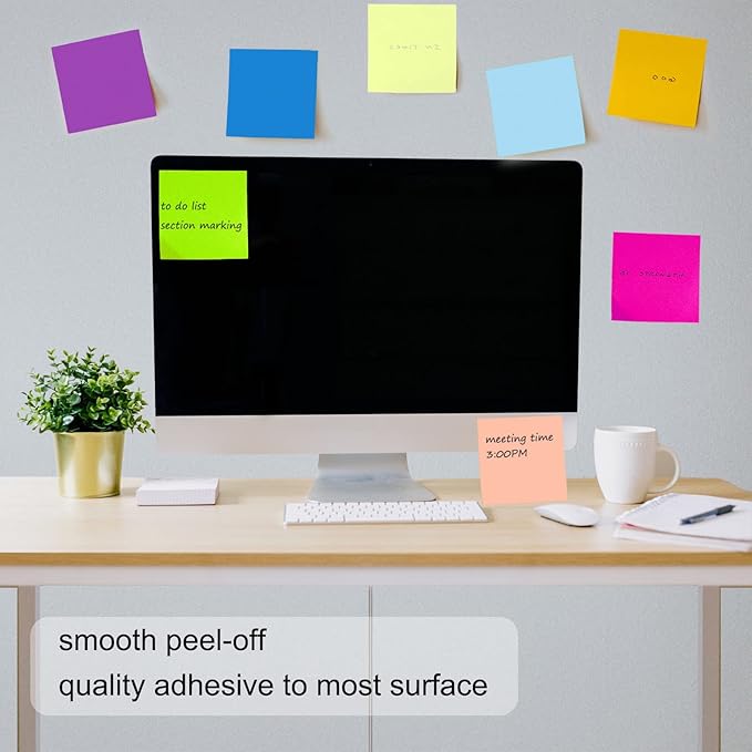 48 Pack 3840 Sheets Pop Up Sticky Notes 3X3 in Bright Color Self Sticky Note Pads Colorful Post Stickies for Office Home School Meeting, 80 Sheets/pad