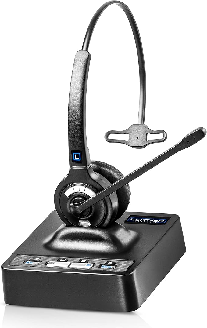 Leitner LH270 2-in-1 Wireless DECT Headset with Mic – Computer and Telephone Compatible – NOT Bluetooth – 5 Year Warranty