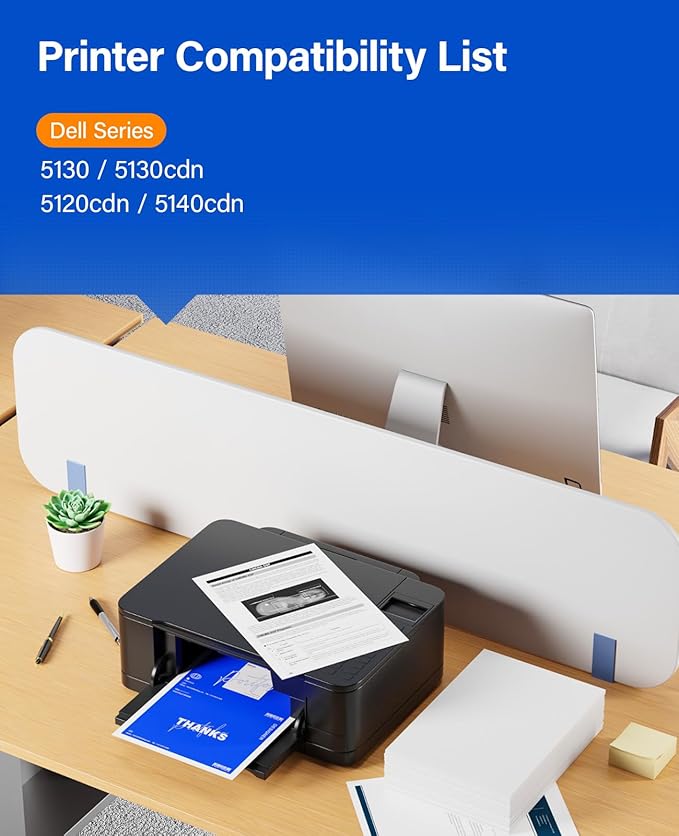 5130 Toner Cartridge Set 4-Pack High-Capacity Replacement for Dell 330-5850 330-5846 330-5843 330-5852 Compatible with Dell 5130 5130cdn 5120cdn 5140cdn Color Laser Printers(Black Cyan Magenta Yellow)