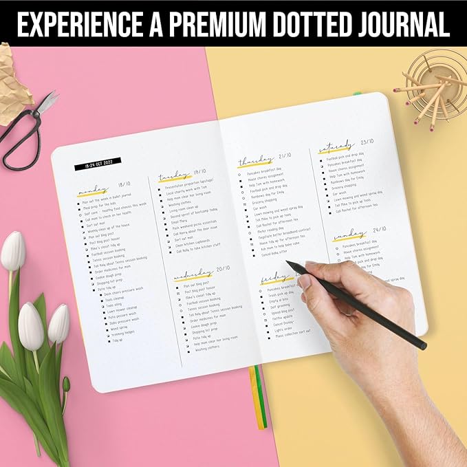 Scribbles That Matter A5 Bullet Dotted Journal Notebook | Vegan Hard Cover, 120gsm bleedproof thick paper, 150 pages, 5.75 x 8.5in, 2 bookmarks, tab stickers, penloop | For Work | Lavender