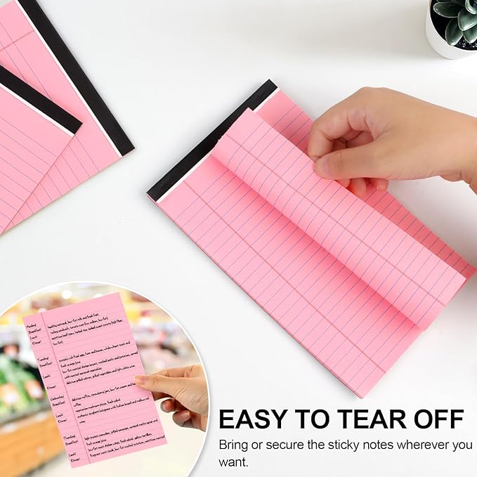 Utron 6 PCS Small Legal Pads 5x8 Pink, Narrow Ruled Small Note Pads 5x8, Micro Perforated Writing Pad, College Ruled Legal Notepads 5x8 for Study, Office, To-Do Lists(30 Sheets/Small Notepad)