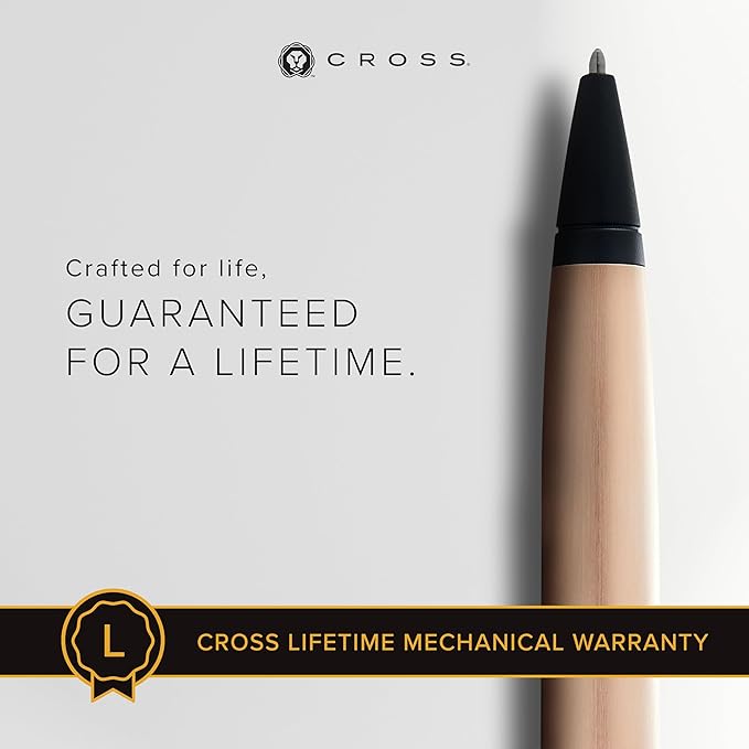 Cross Calais Refillable Ballpoint Pen Presented in a Luxury Gift Box - Medium Point, Black Ink, Brushed Rose Gold & Black