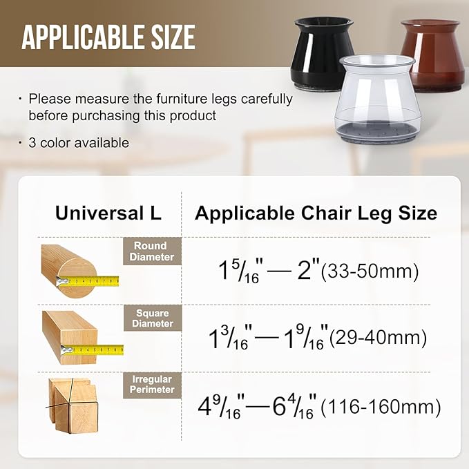 BUMACO Chair Leg Floor Protectors Chair Leg Protectors for Hardwood Floors Silicone Pads Covers to Protect Floors (Brown-20 Pcs, Universal L (1.3"-2")