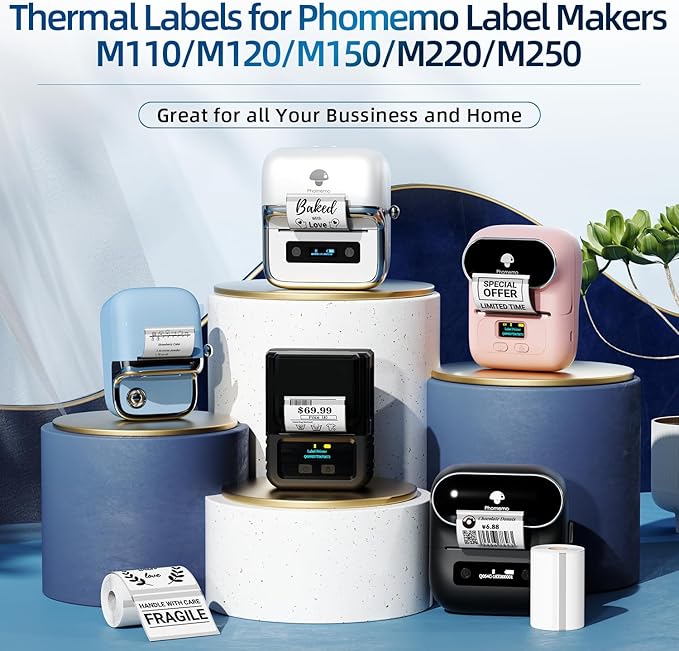 Transparent Thermal Label Paper, Round Multi-Purpose Label for Phomemo M110/M220/M120/M150/M250/M221 Label Printer, Self-Adhesive Thermal Printer Paper, 1.57"x1.18"(40x30mm) 180 Labels/Roll, Clear