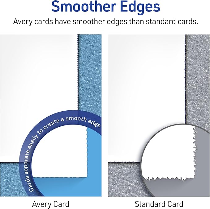 Avery Printable Place Cards with Sure Feed Technology, 1-7/16" x 3-3/4", Textured White, 150 Blank Tent Cards for Laser or Inkjet Printers (16109)