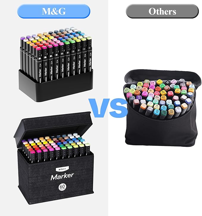 M&G 60 Colors Dual Tip Alcohol Art Sketch Markers, Drawing Markers for Adult Coloring Books, Drawing, Sketching, Doodling, Art Projects, School Supplies