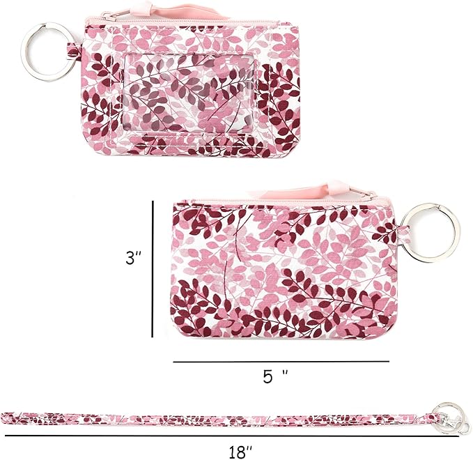 WONDERFUL FLOWER ID Holder with Lanyard and Keychain Wallet for Women
