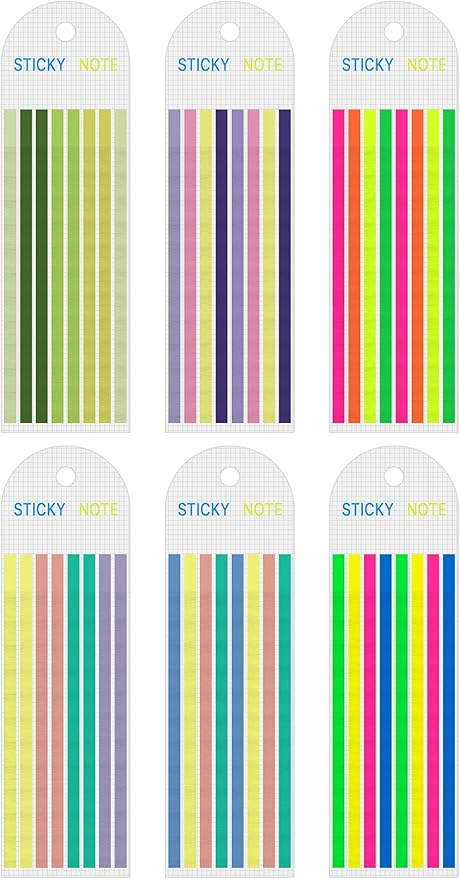HAUTOCO 960PCS Highlighter Tape for Books, 6 Sheets Long Sticky Notes Tabs for Annotating Books, Transparent Highlighter Strips Index Flags Page Markers for Aesthetic Office School Study Supplies