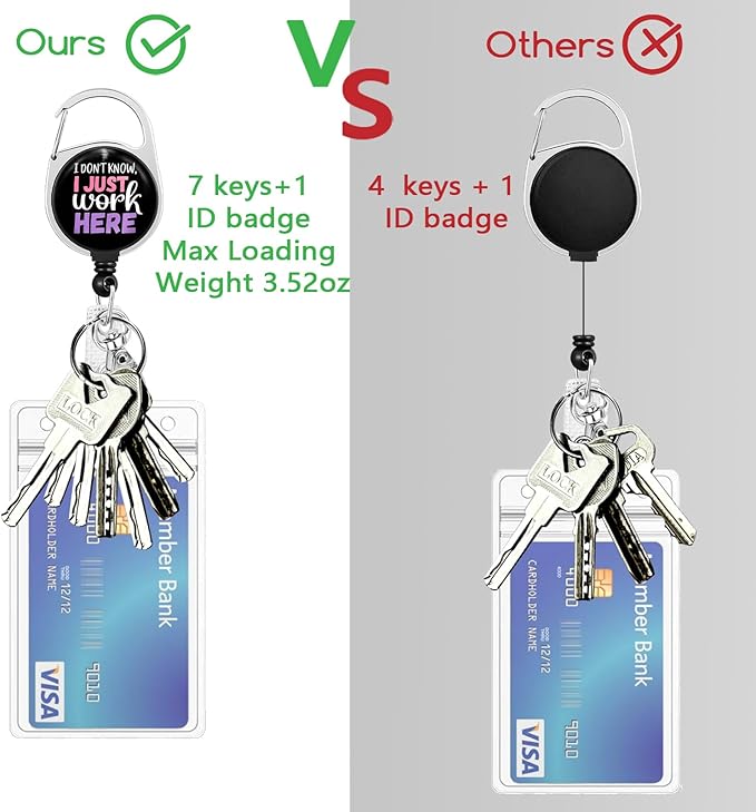 Gctriki Funny Badge Reel Retractable Heavy Duty with 360° Swivel Carabiner Clip, Fun ID Badge Holder Retractable Clip, Cute Nurse Teacher ID Card Holder Retractable Keychain Name Badge Clip
