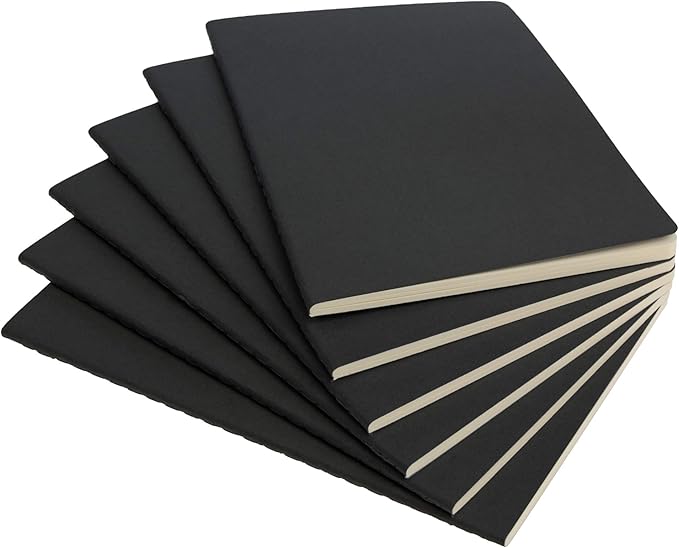 Simply Genius A5 Notebooks for Work, Travel, Business, School & More - College Ruled Notebook - Softcover Journals for Women & Men - Lined Note Books with 92 pages, 5.5" x 8.3" (Black, 6 pack)