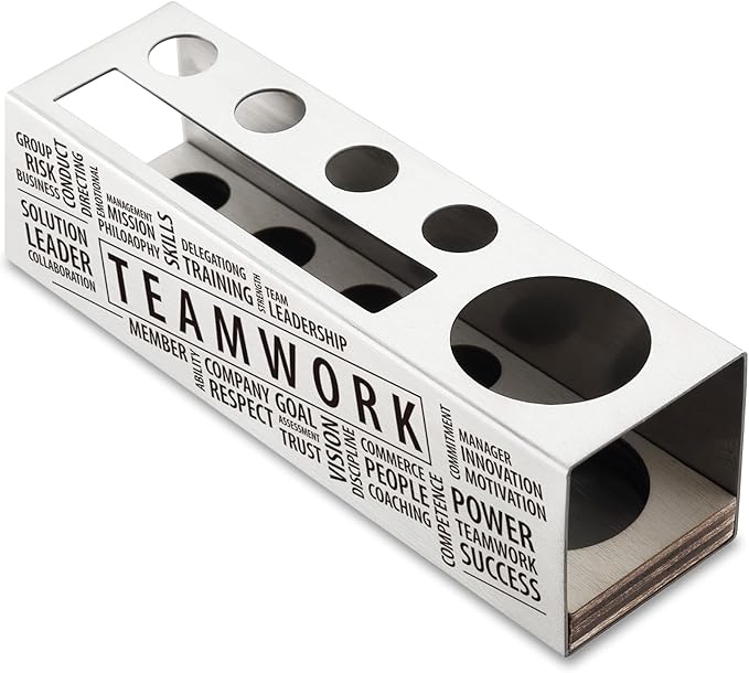 Teamwork Definition Gifts for Women, Men, Employees, Co Worker, Teamwork Team Desk Decor Stainless Steel Pen Pencil Holders WCC57