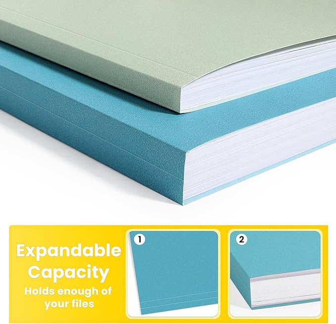 SUNEE File Folders Letter Size Retro Colors, 100 Pack Folders for Documents 1/3-Cut Tabs, Colored File Folders Office Home School for Documents Files Paper