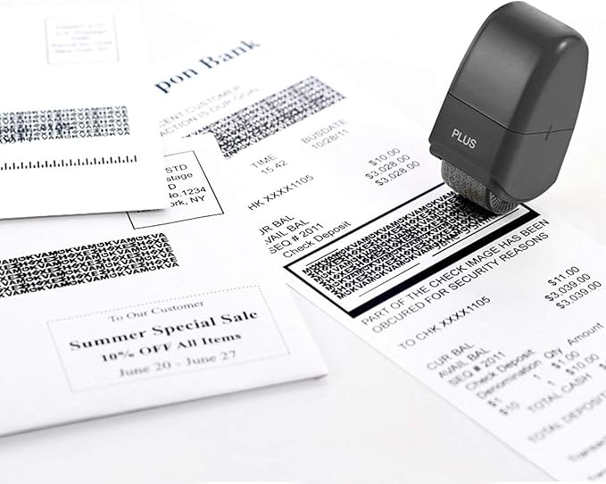 Guard Your ID Identity Protection Security Prevention Stamp Roller (Black) IS-520CM
