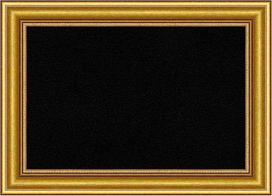 Amanti Art Black Cork Board for Wall, 16x22 Vision Board with Gold Wood Frame, Small Corkboard Office Decor for Home Organization, Traditional Corkboard Pinboard to Display Items for Home