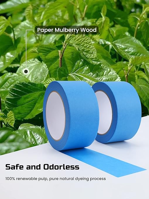 Lichamp Blue Painters Tape Bulk, 6 Pack 1.9 inch Wide by 55 Yards Paper Tape, Blue Tapes for Crafts Arts