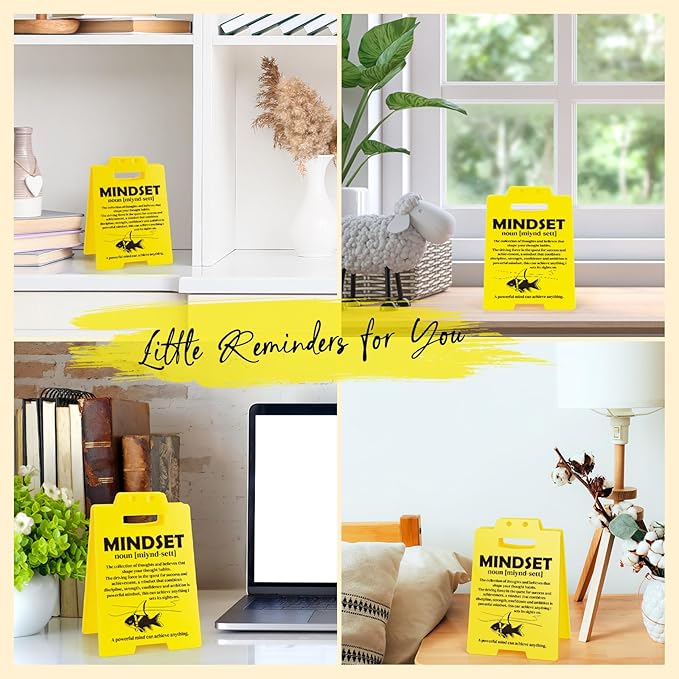 MBL Inspirational Positive Gifts Men - Mindset Definition Sign, Motivational Mental Health Gift for Women Coworker College Student Birthday Christmas White Elephant, Office Cubicle Dorm Decor Sign