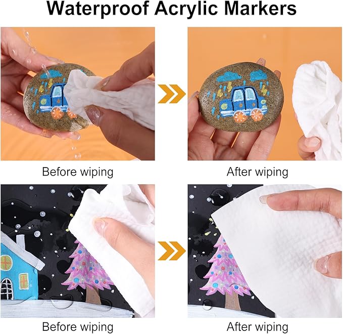 30 Colors Waterproof Dual Tip Acrylic Paint Pens, Dot & Fine Tip Premium Coloring Drawing Markers Set for Wood, Rock Painting, Canvas, Glass, Ceramic Surfaces and DIY Crafts Making Art Supplies