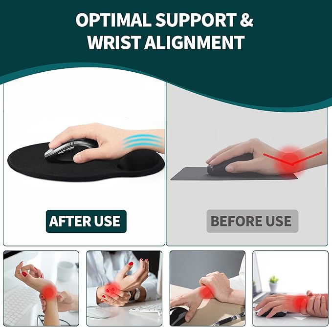 eulps Mouse Pad with Wrist Rest, Comfortable Computer Mousepad with Gel Wrist Support Smooth Surface and Non-Slip PU Base for Pain Relief, Laptop, Office & Home (Tropical Plants)
