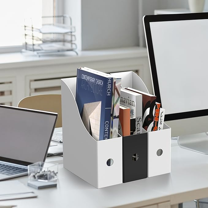 Simple Houseware White Magazine File Holder Organizer Box (Pack of 6)