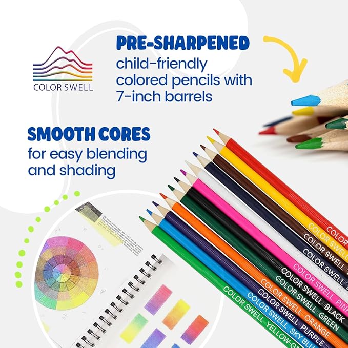 Color Swell Bulk Colored Pencils – 30 Sets, 360 Pre-Sharpened Assorted Vibrant Colors – Ideal for Kids, Teachers, and Classroom Supplies